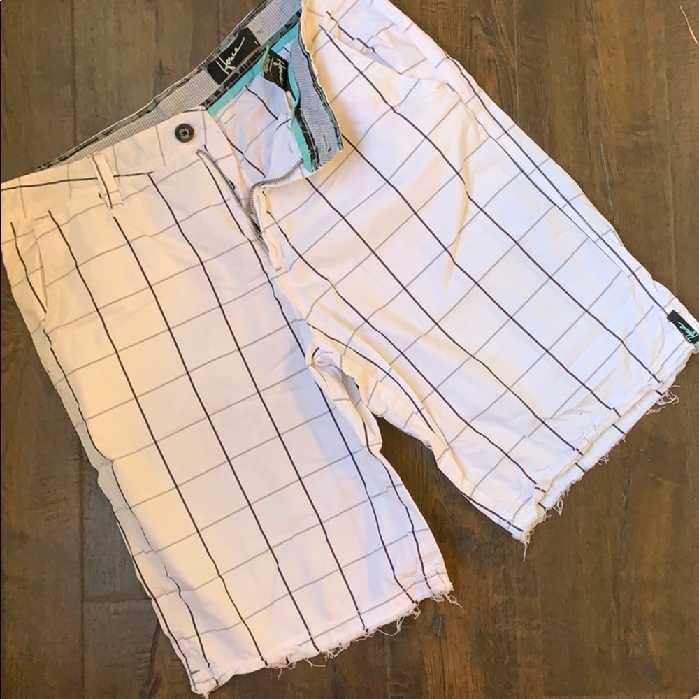 White plaid men’s shorts